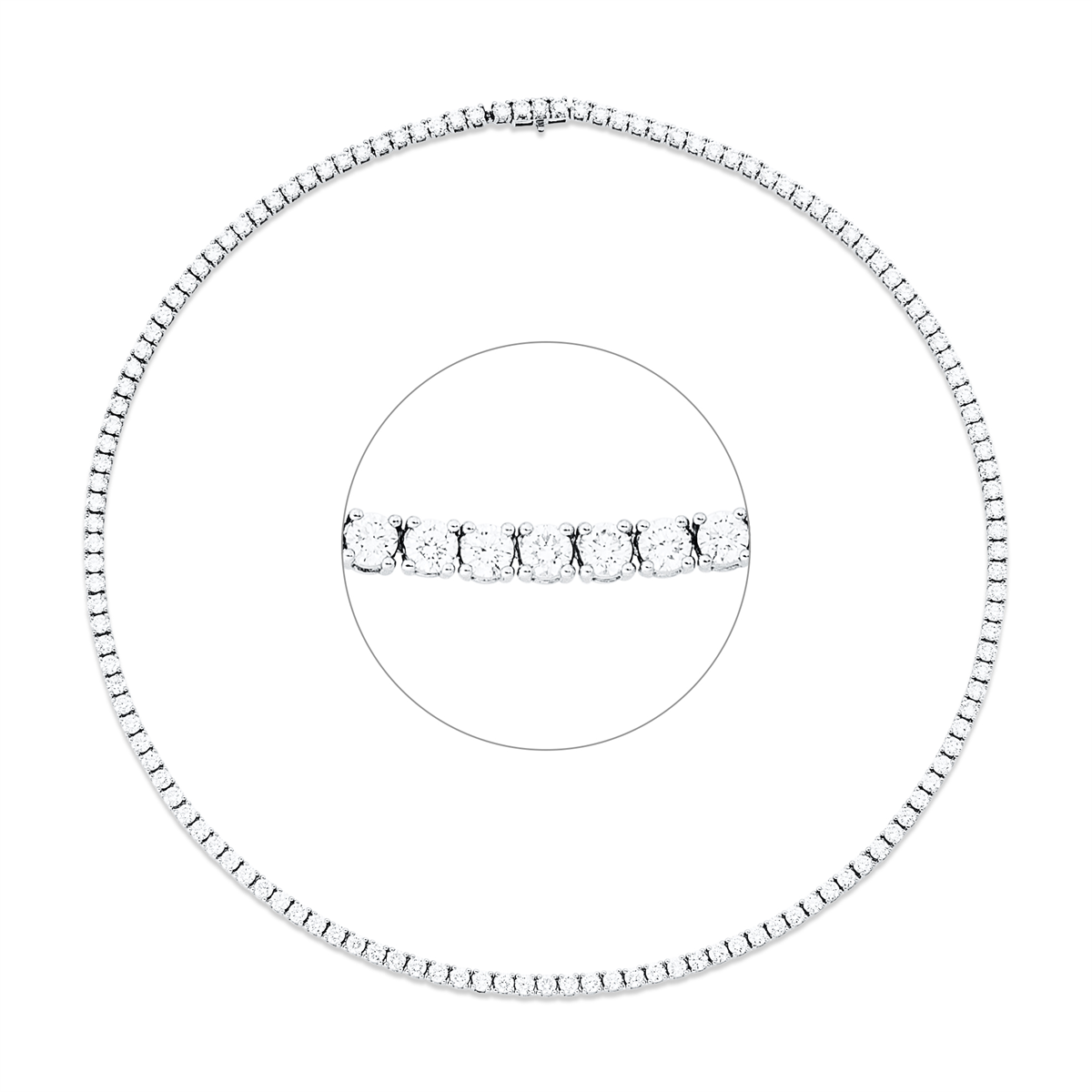 diamond full cut  tennis necklace necklace in white gold