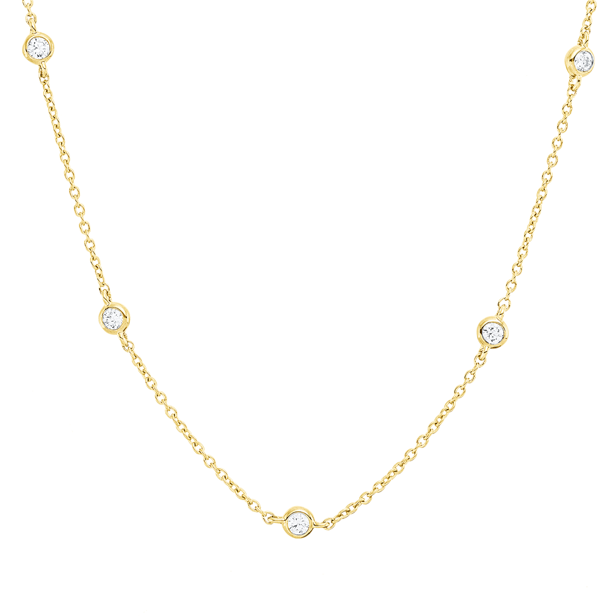 diamond full cut  modern woman necklace in yellow gold