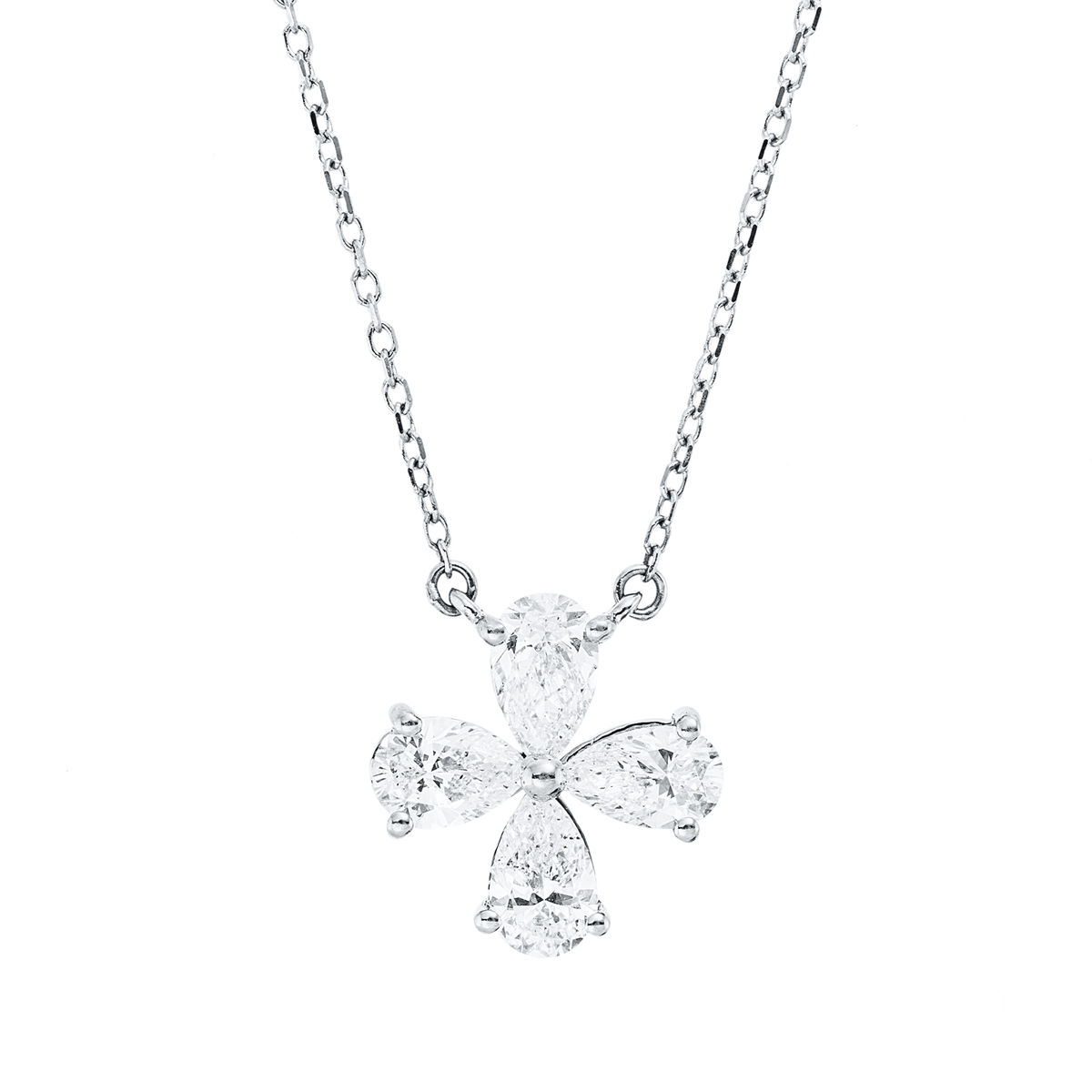 pear shape  modern woman necklace in white gold