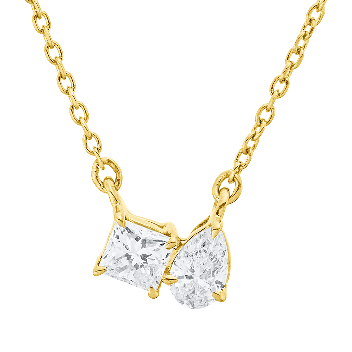 pear shape  solitaire with accent stones necklace in yellow gold