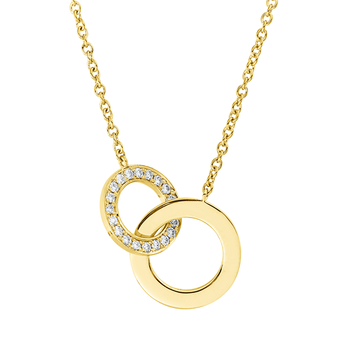 diamond full cut  modern woman necklace in yellow gold