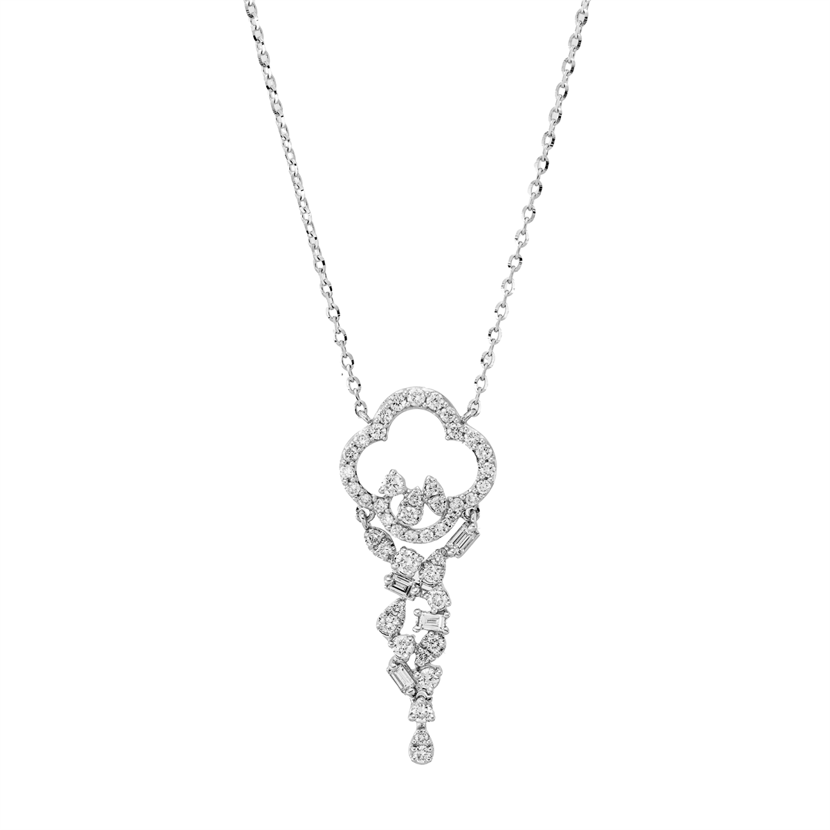 diamond full cut  modern woman necklace in white gold