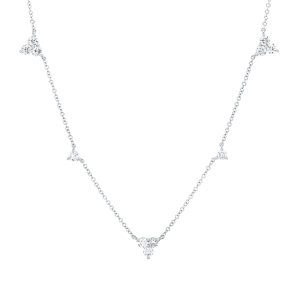 diamond full cut  modern woman necklace in white gold