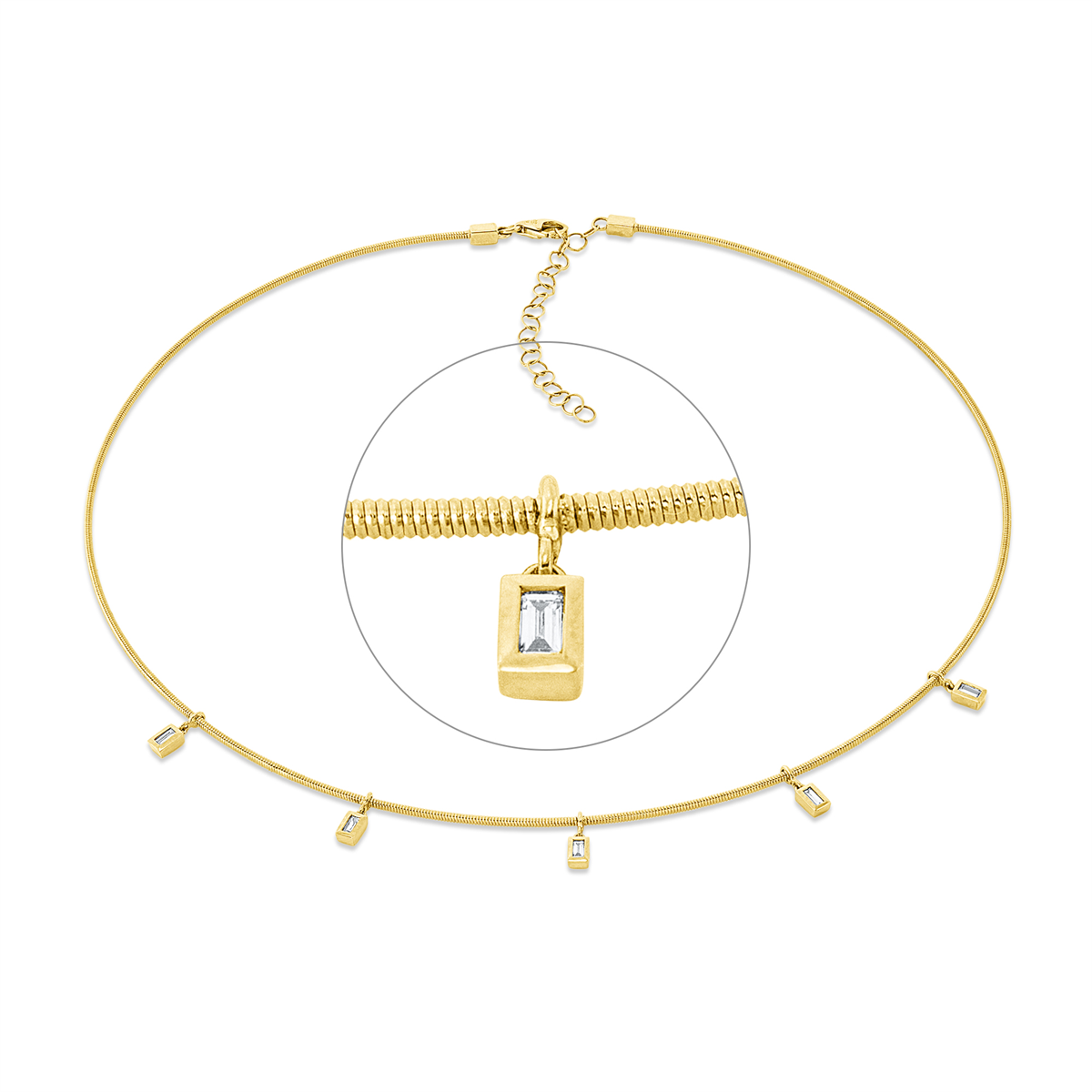 baguette  baguette necklace in yellow gold