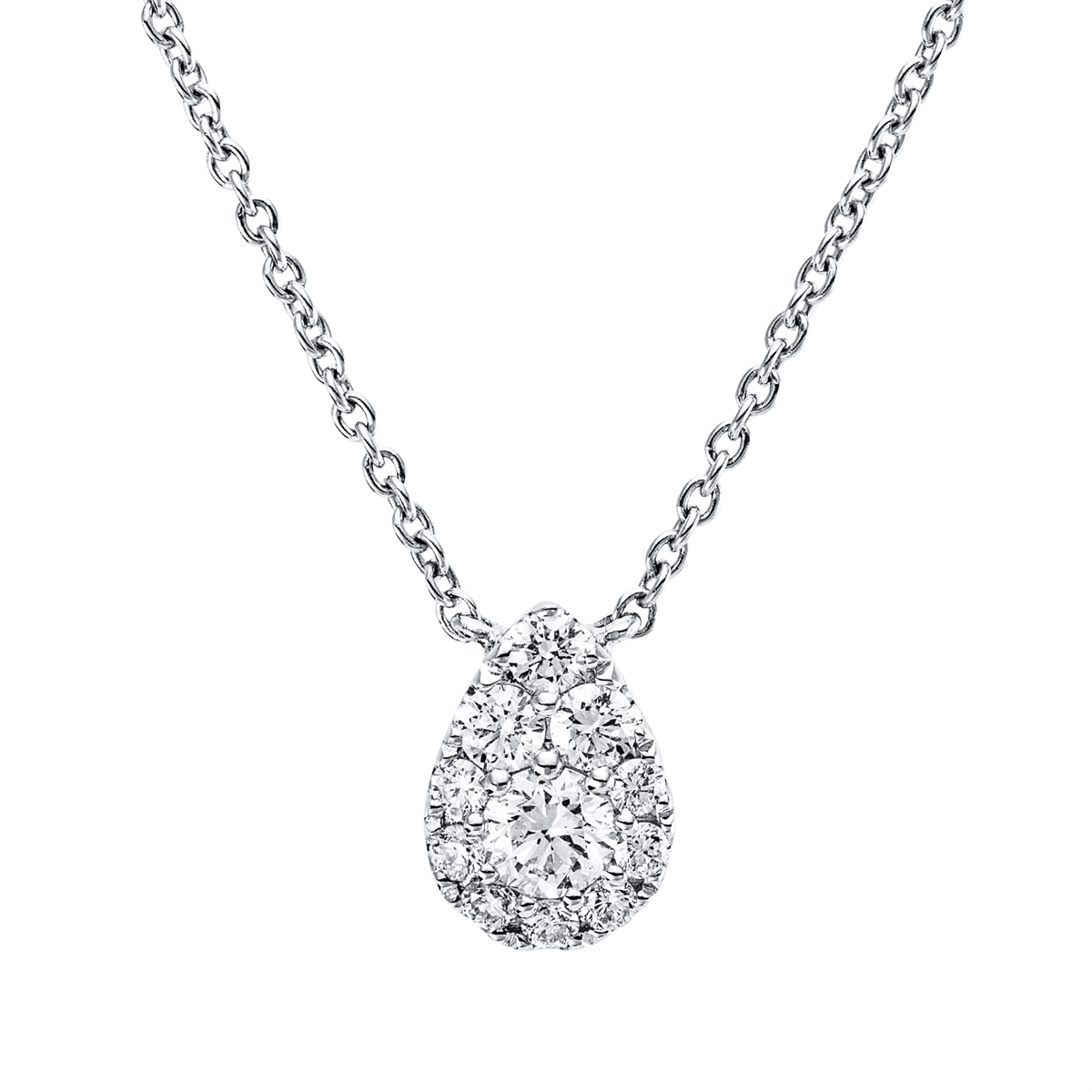 diamond full cut  illusion classic necklace in white gold