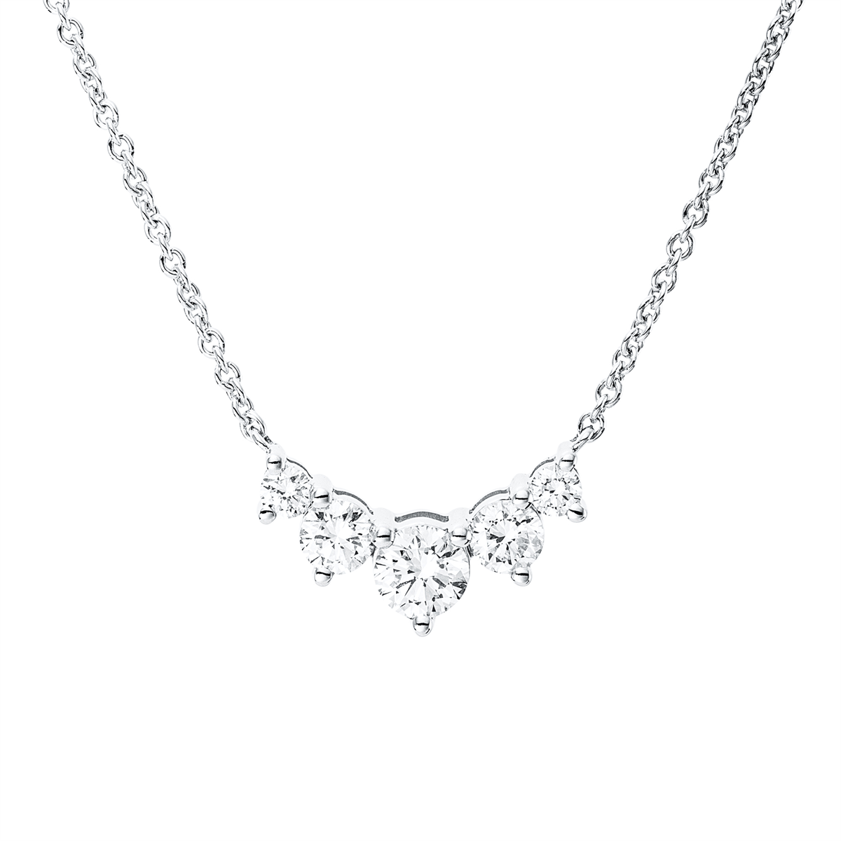 diamond full cut  modern woman necklace in white gold