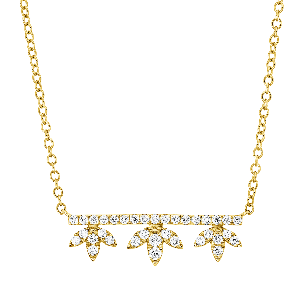 diamond full cut  modern woman necklace in yellow gold