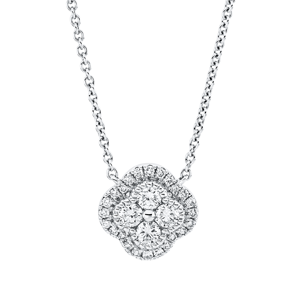 diamond full cut  modern woman necklace in white gold