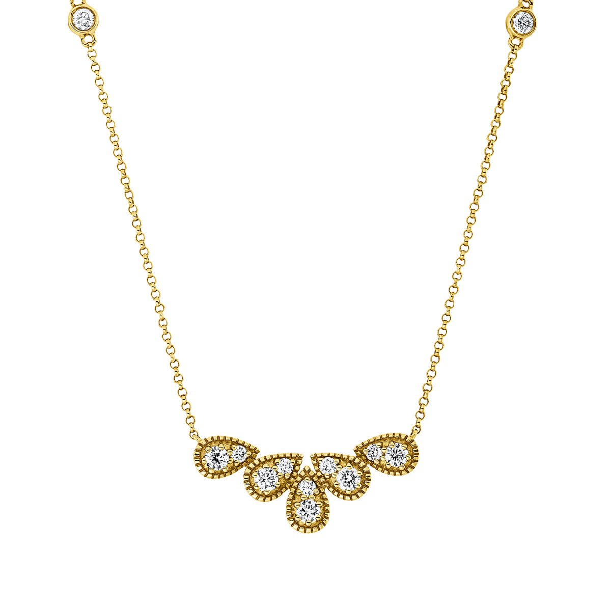 diamond full cut  modern woman necklace in yellow gold