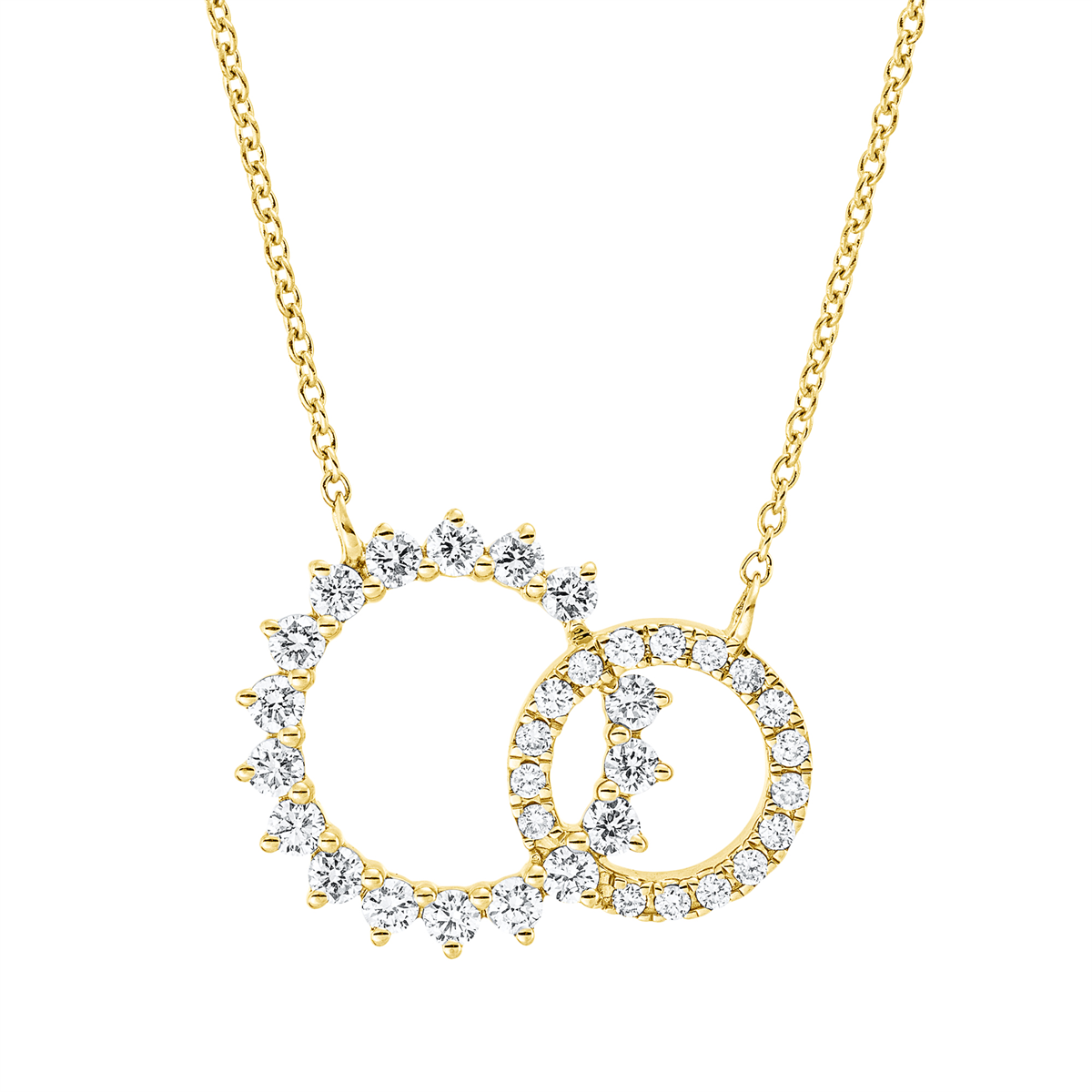 diamond full cut  modern woman necklace in yellow gold