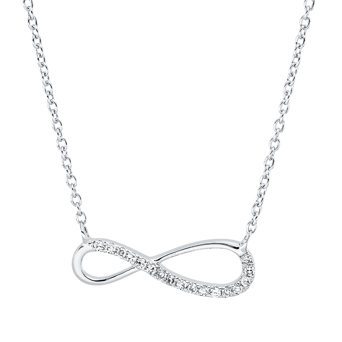 diamond single cut  symbol necklace in white gold