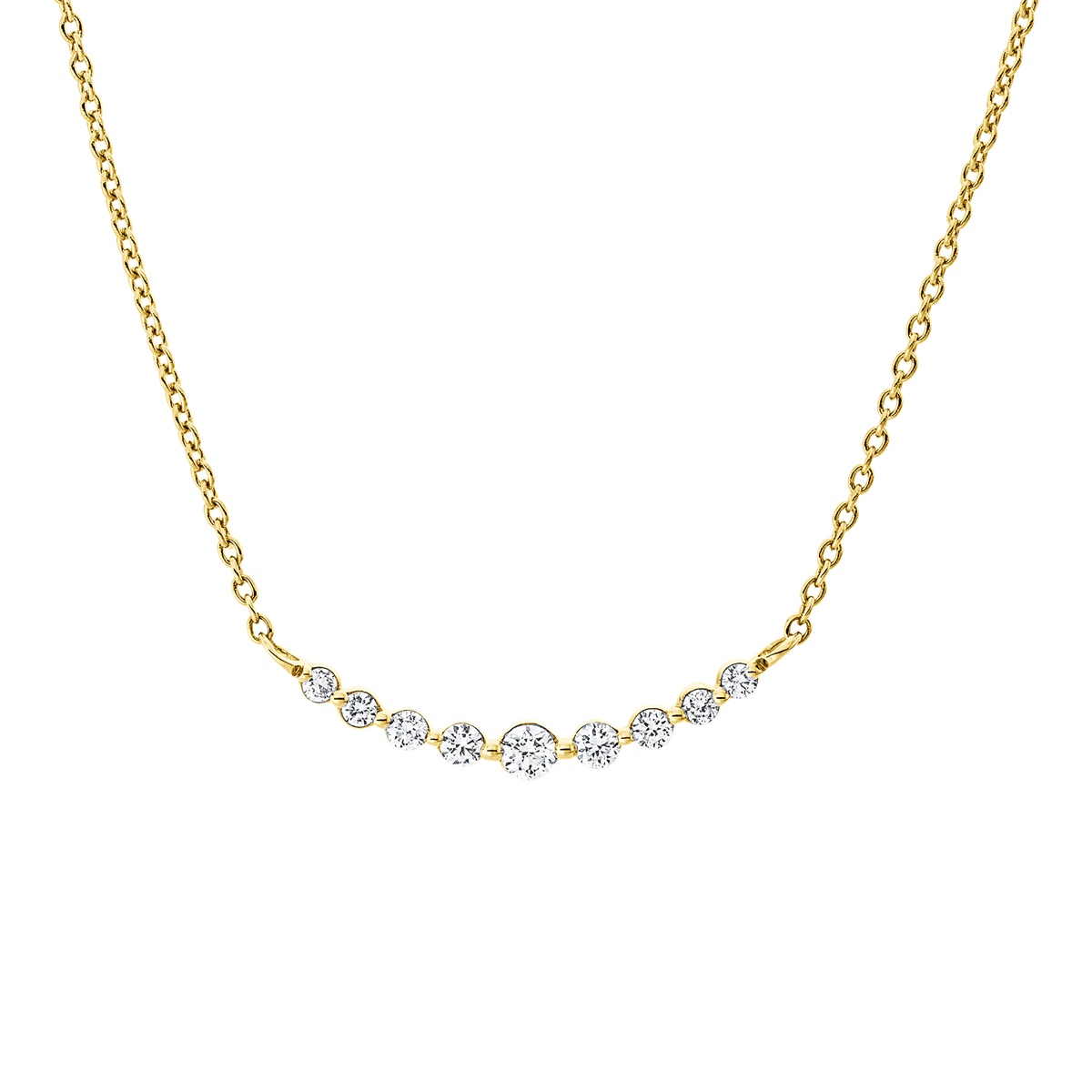 diamond full cut  modern woman necklace in yellow gold