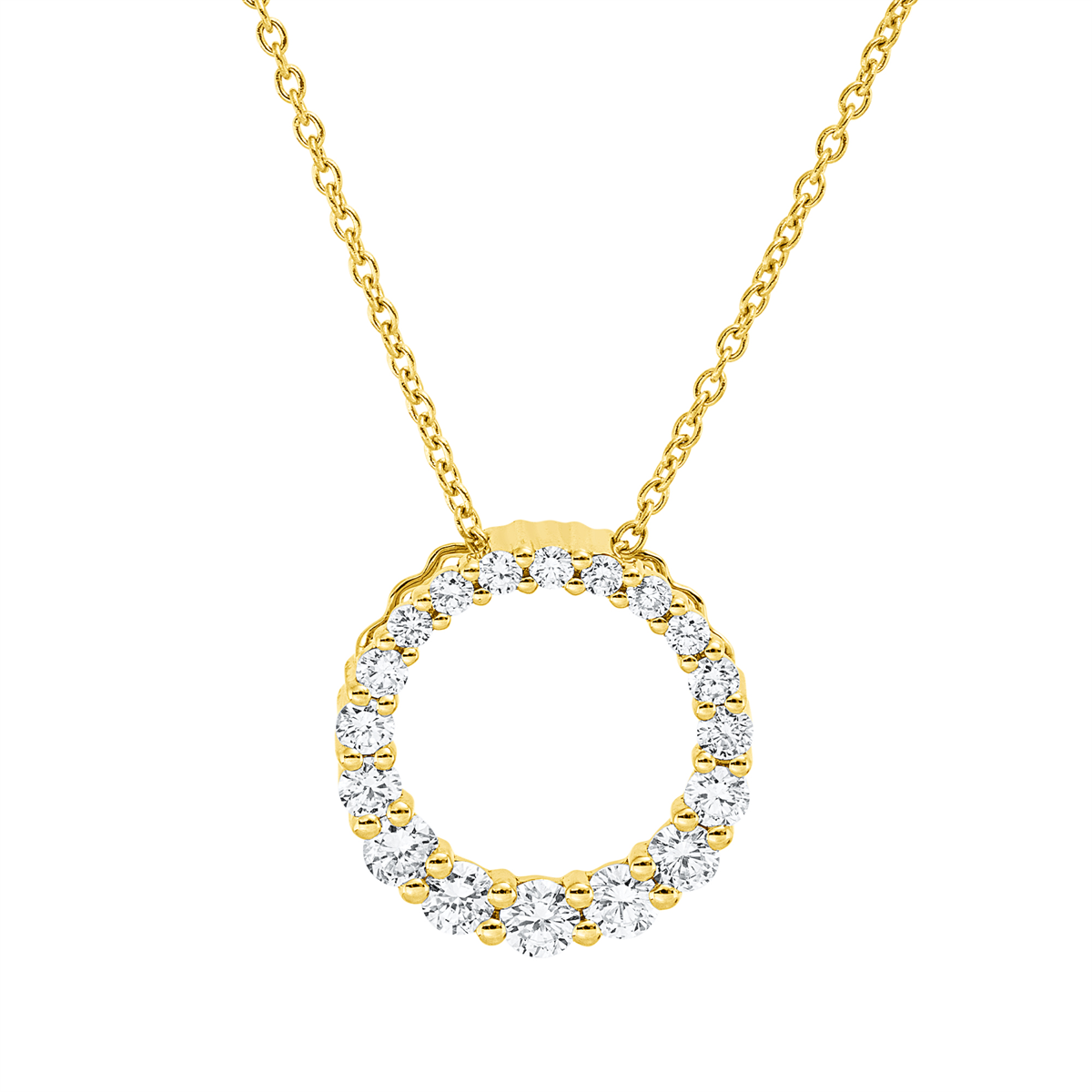 diamond full cut  modern woman necklace in yellow gold