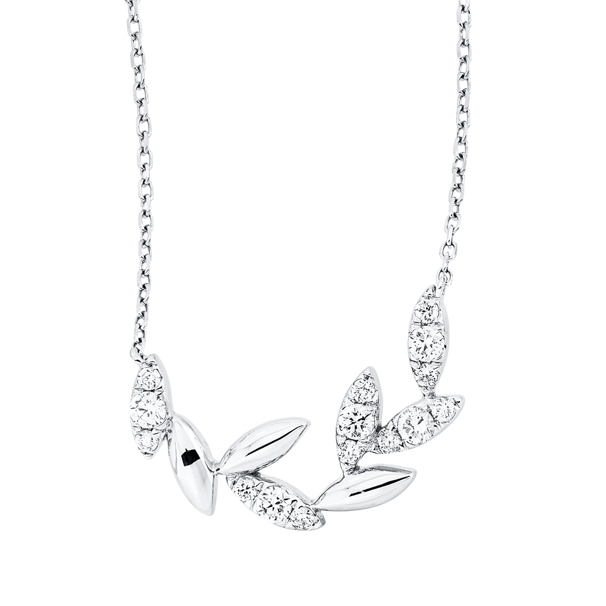 diamond full cut  modern woman necklace in white gold