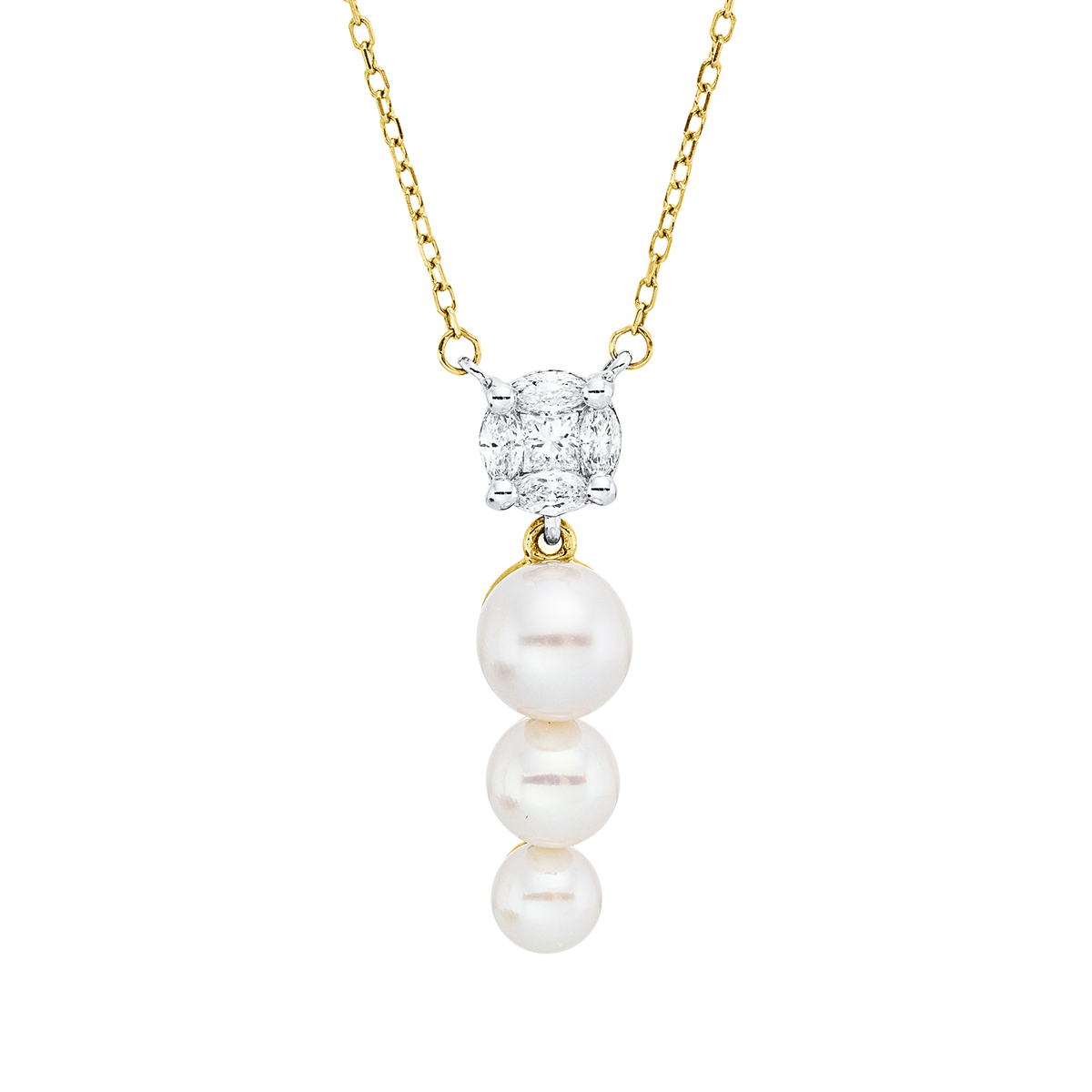 marquise  pearl necklace in yellow gold / white gold