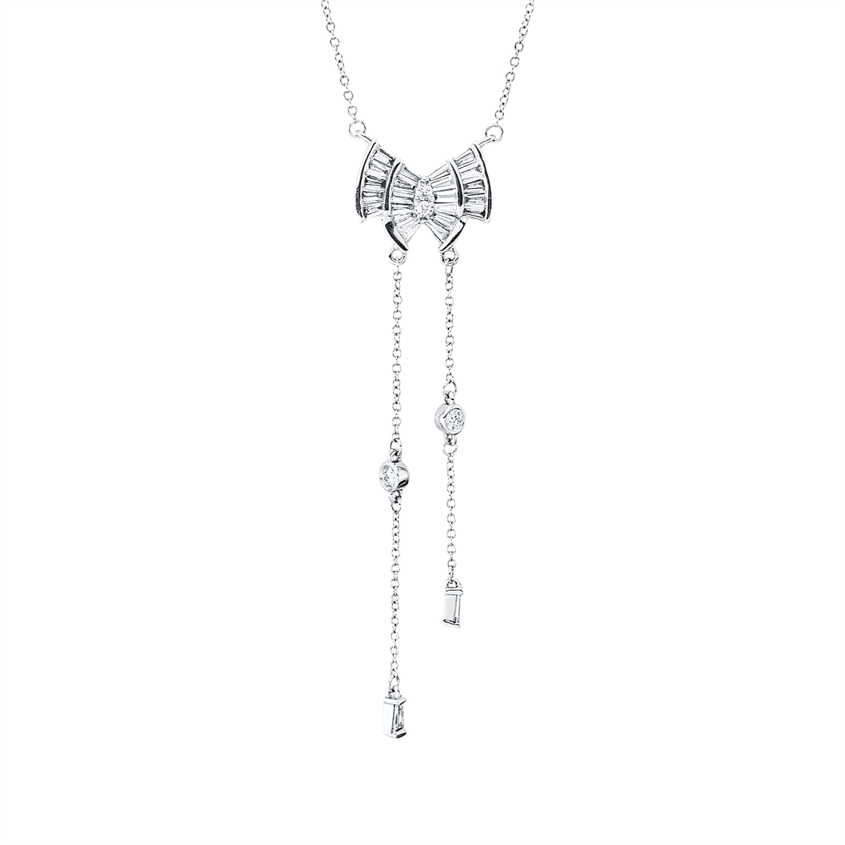 diamond full cut  baguette necklace in white gold