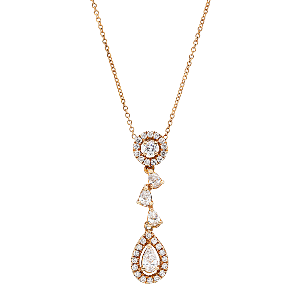 diamond full cut  modern woman necklace in red gold