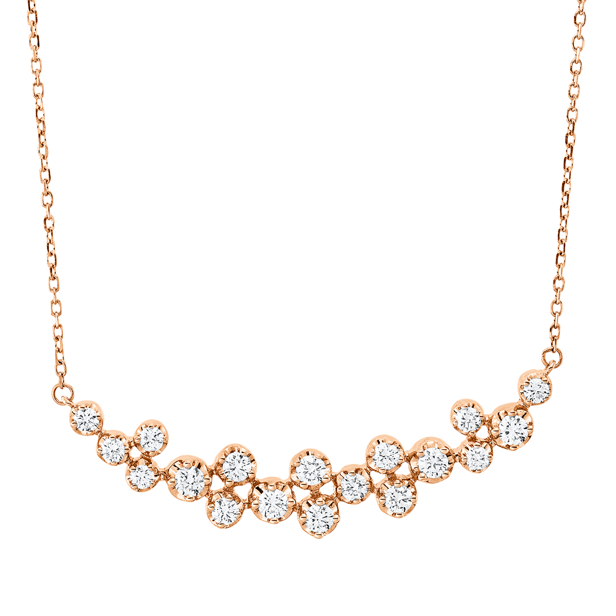 diamond full cut  modern woman necklace in red gold