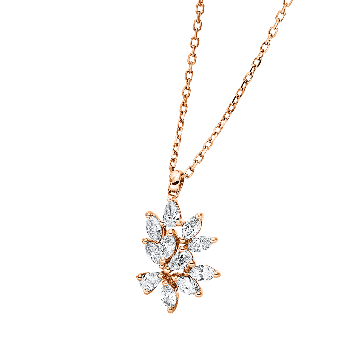 marquise  modern woman necklace in red gold