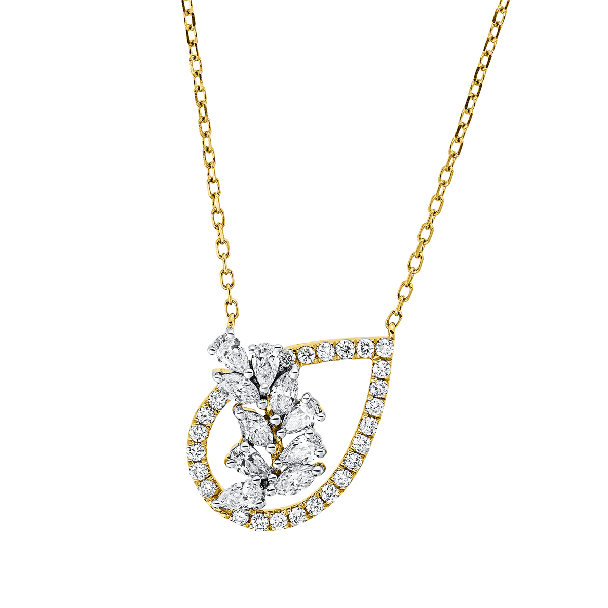 diamond full cut  modern woman necklace in yellow gold / white gold