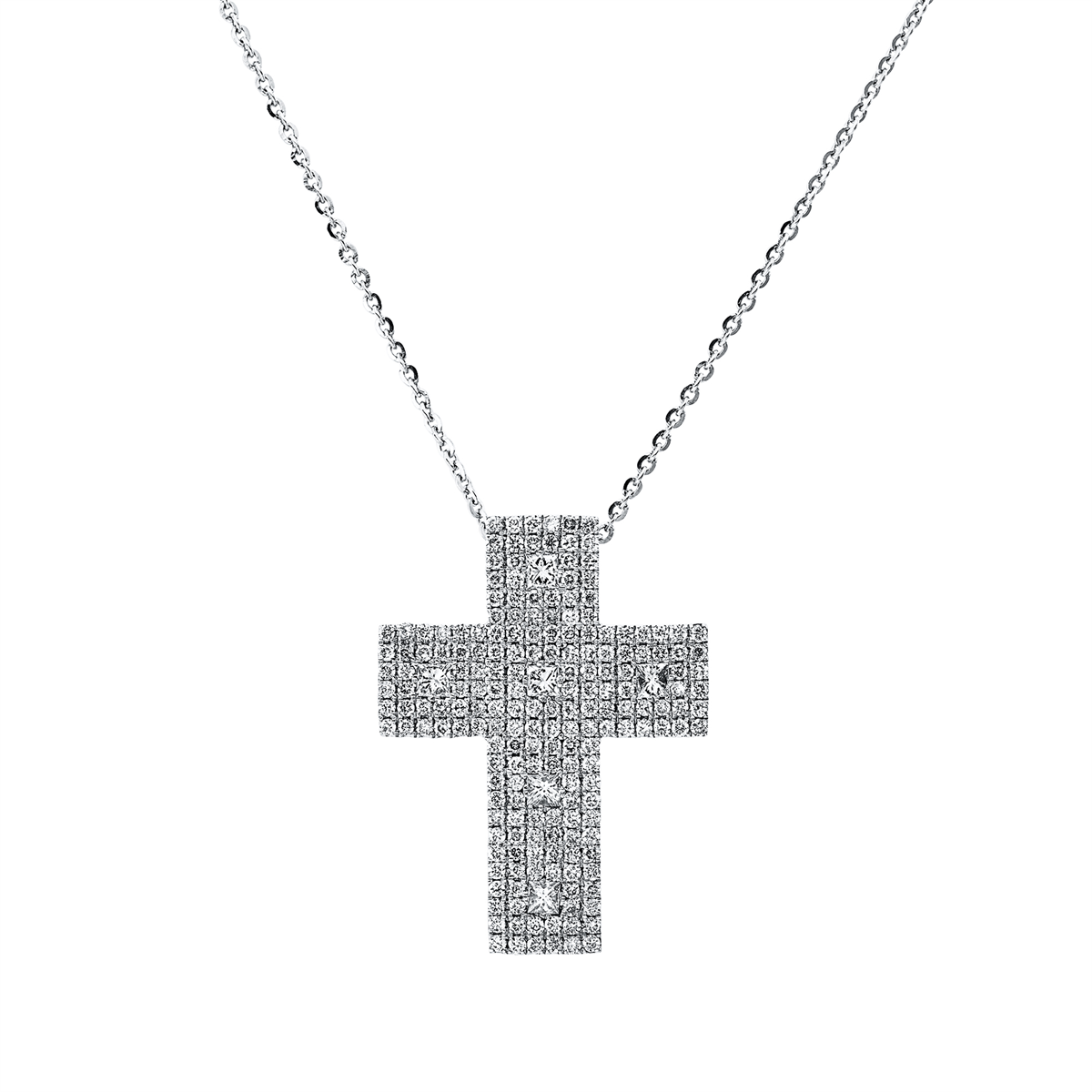 princess  cross necklace in white gold