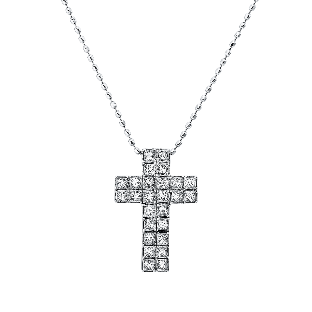 princess  cross necklace in white gold