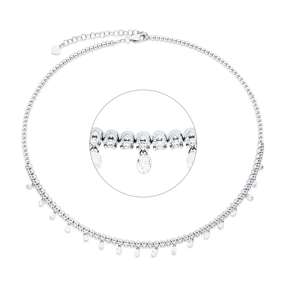 diamond full cut  exclusive necklace in white gold