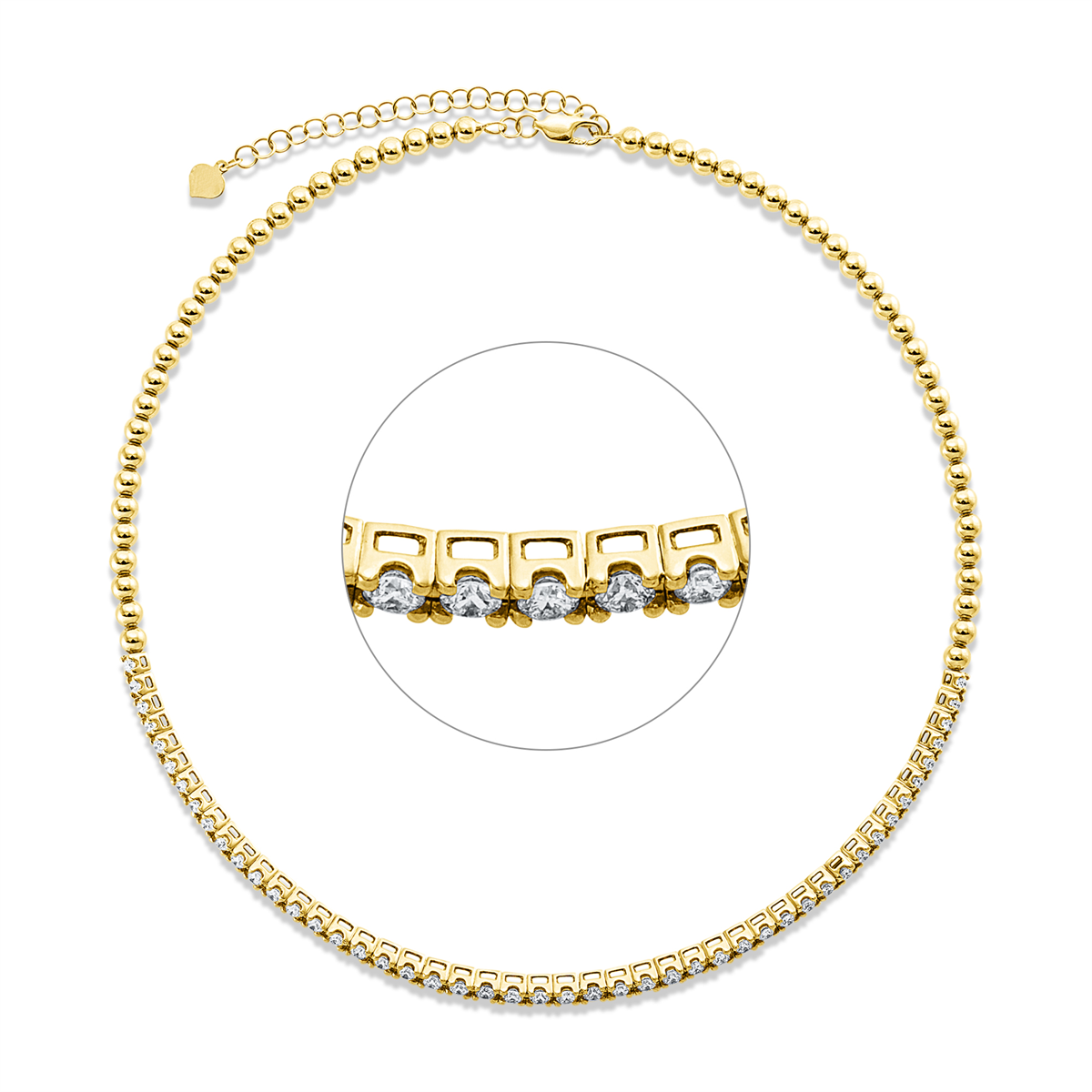 diamond full cut  multi-stone necklace in yellow gold