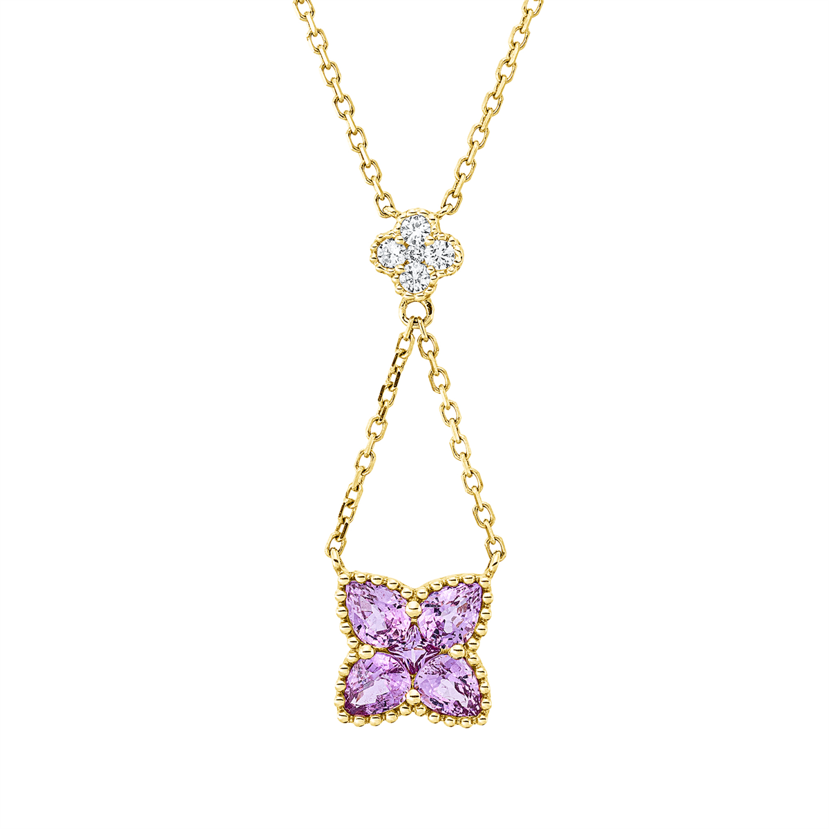 diamond full cut sapphire colored stone classic necklace in yellow gold