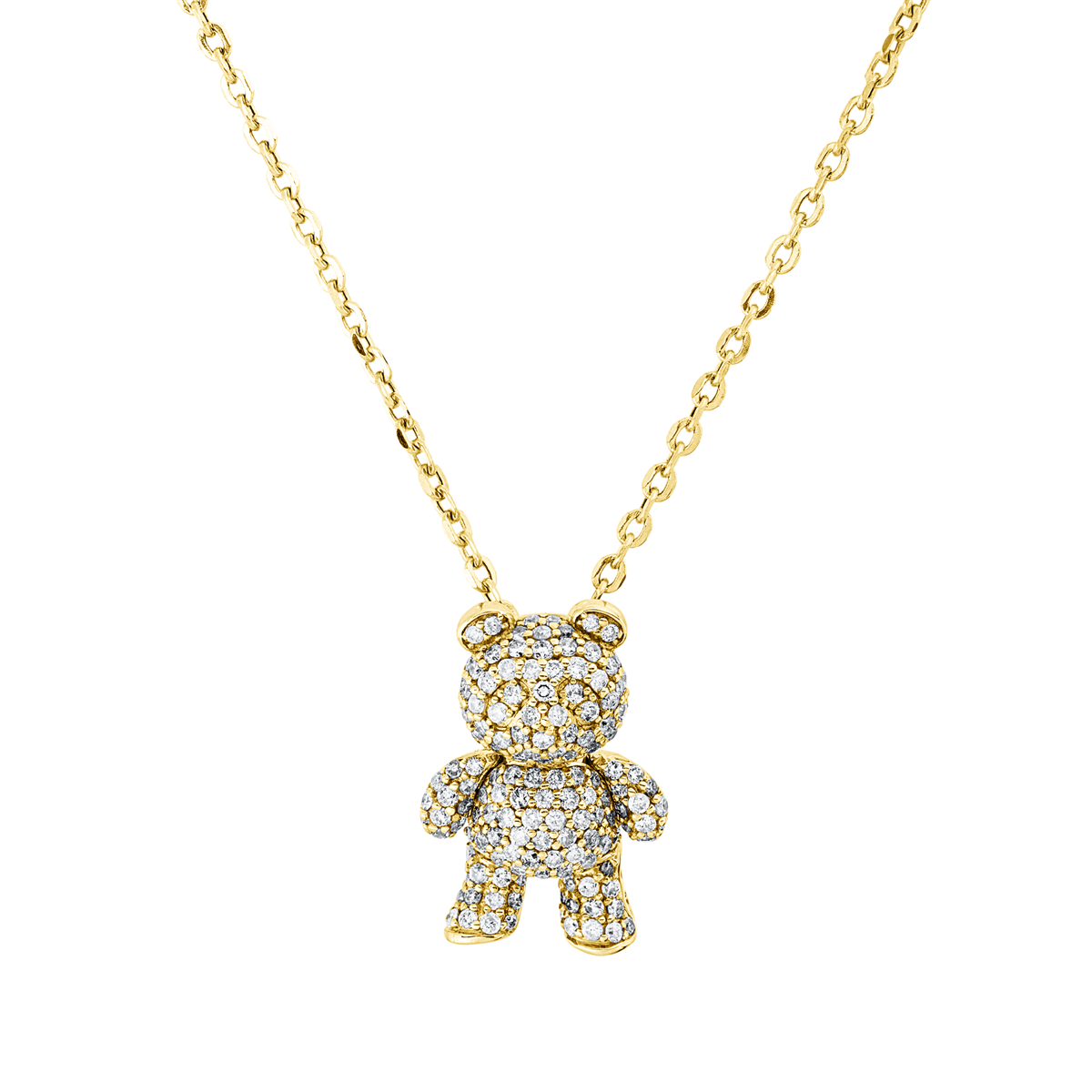diamond full cut  animal necklace in yellow gold