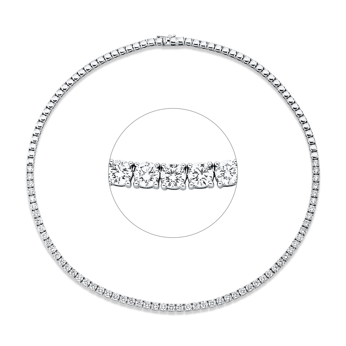 diamond full cut  tennis necklace necklace in white gold