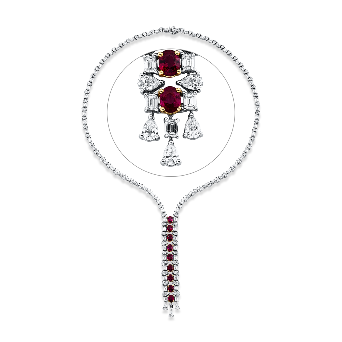 colored stone classic necklace - 4P929