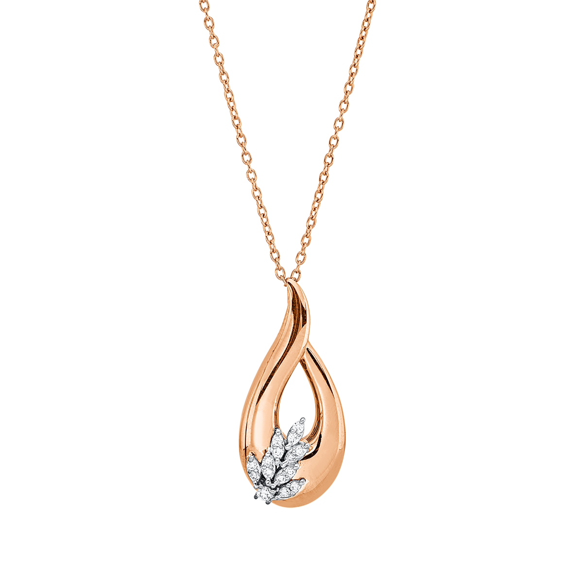 diamond full cut  modern woman necklace in red gold / white gold