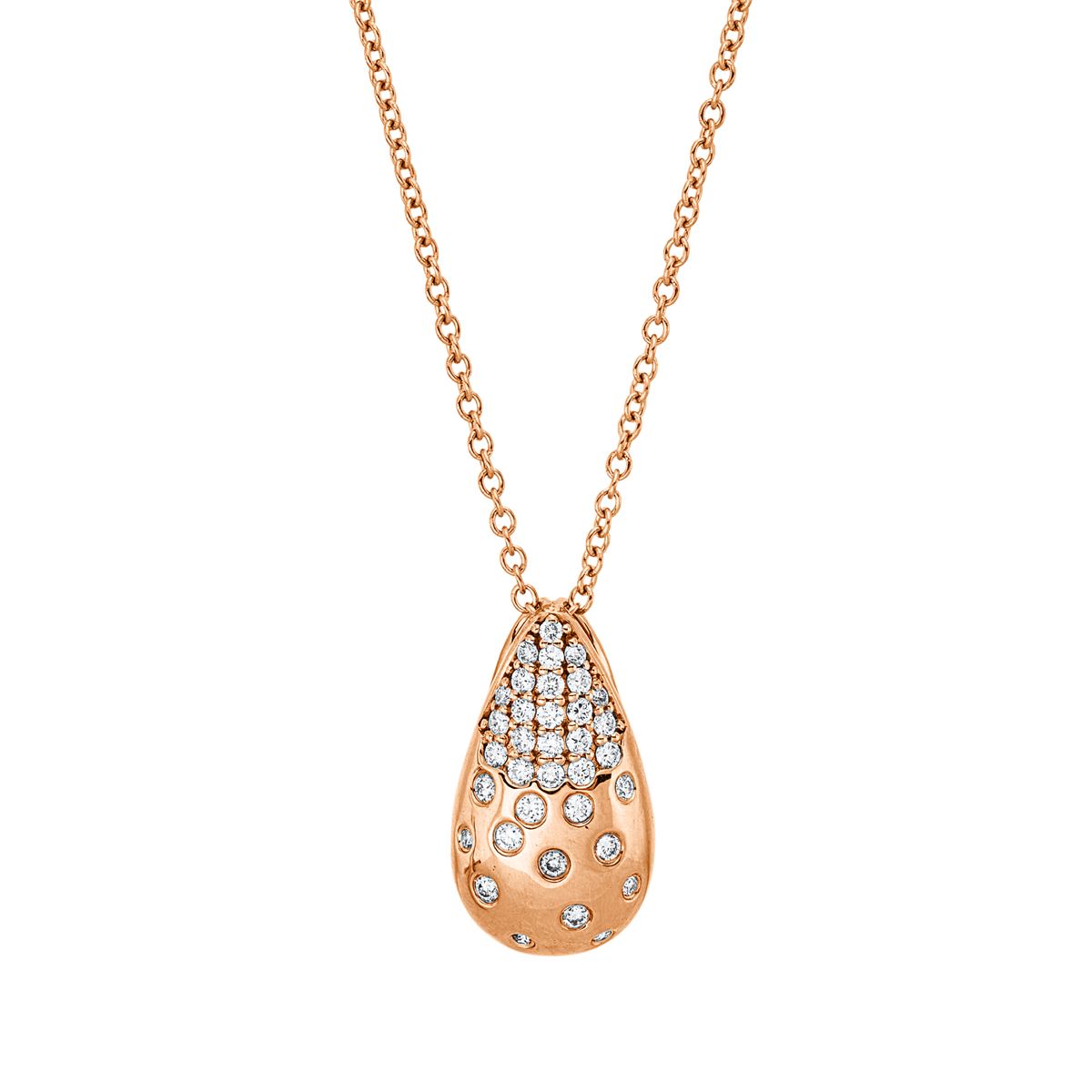 diamond full cut  modern woman necklace in red gold
