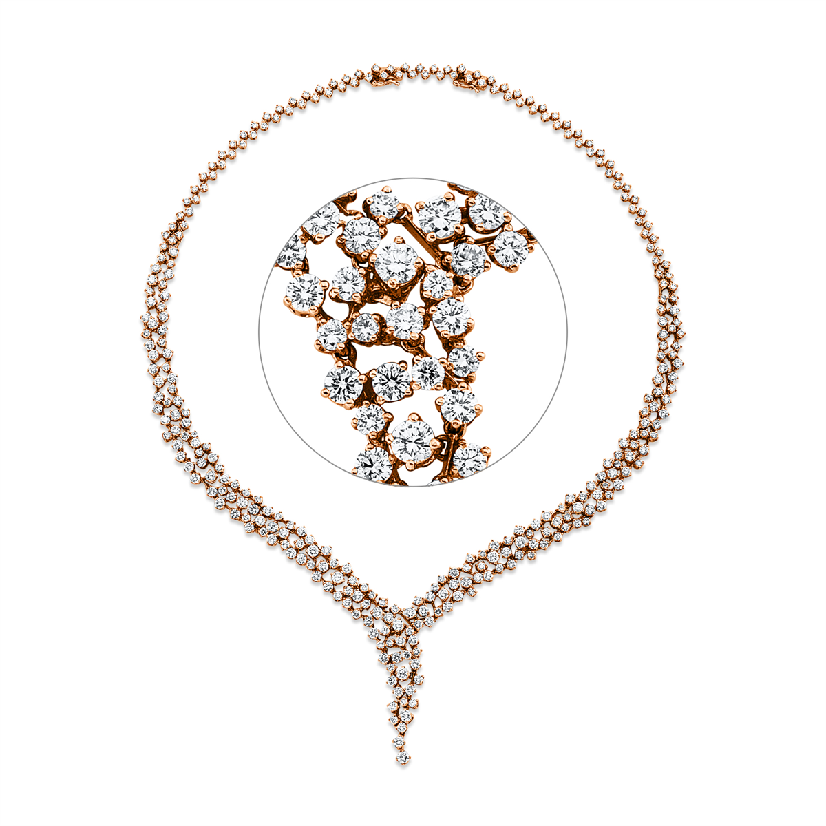 diamond full cut  exclusive necklace in red gold