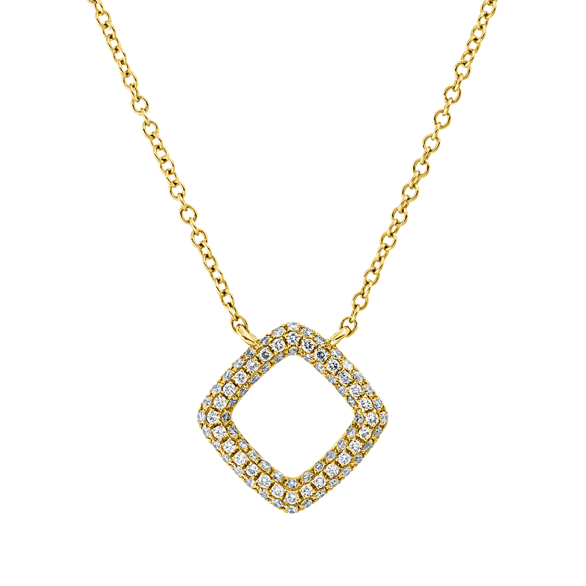diamond full cut  modern woman necklace in yellow gold