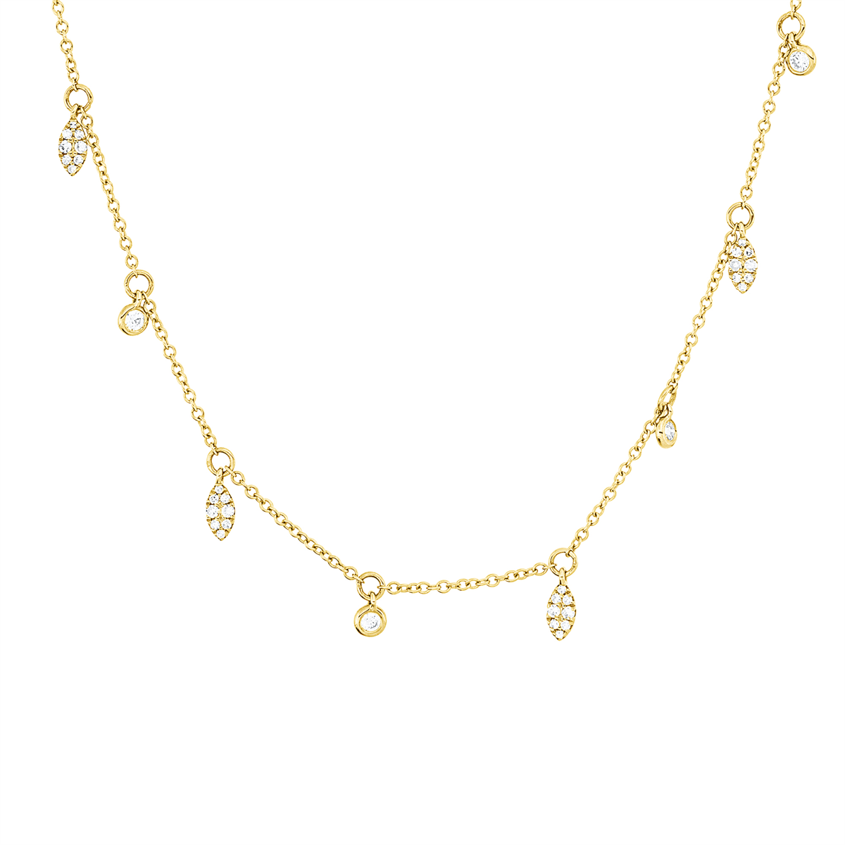 diamond full cut  modern woman necklace in yellow gold