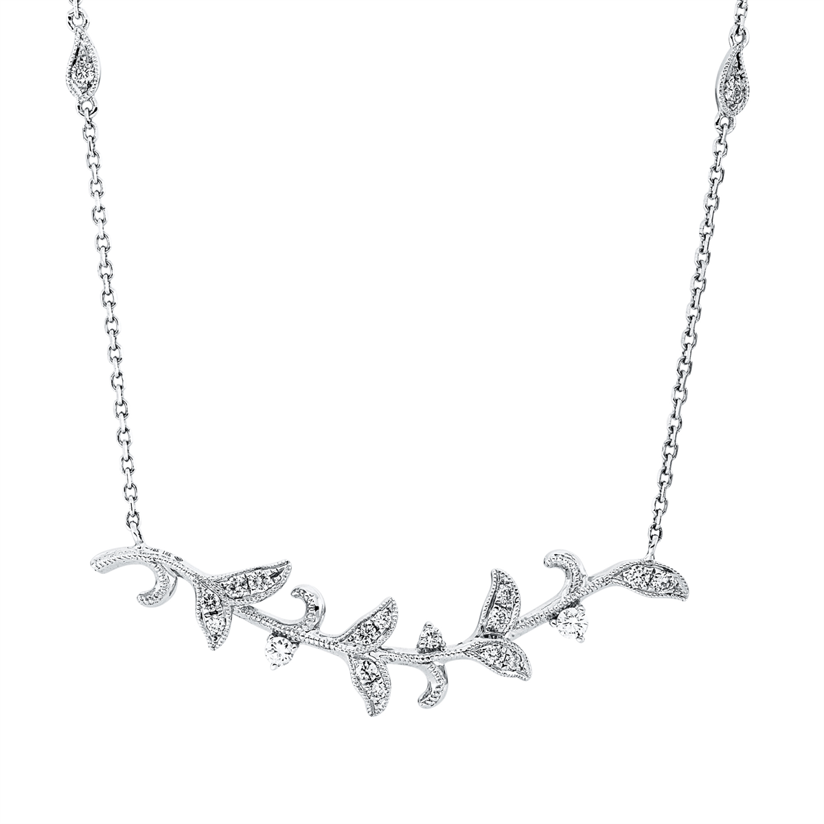 diamond full cut  modern woman necklace in white gold