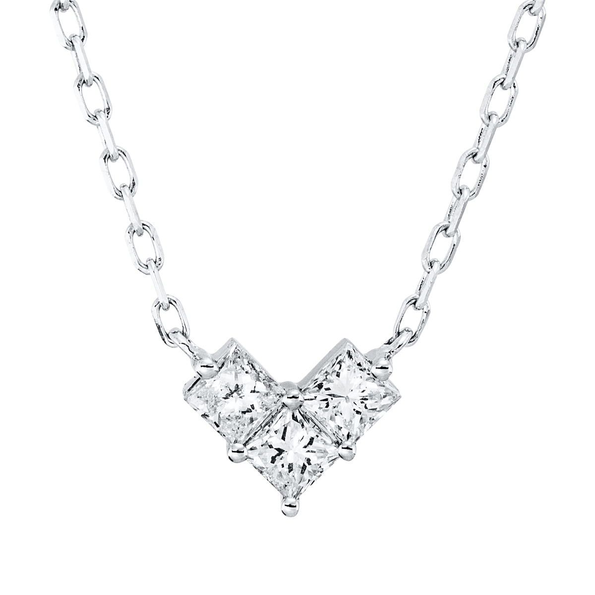 princess  heart necklace in white gold