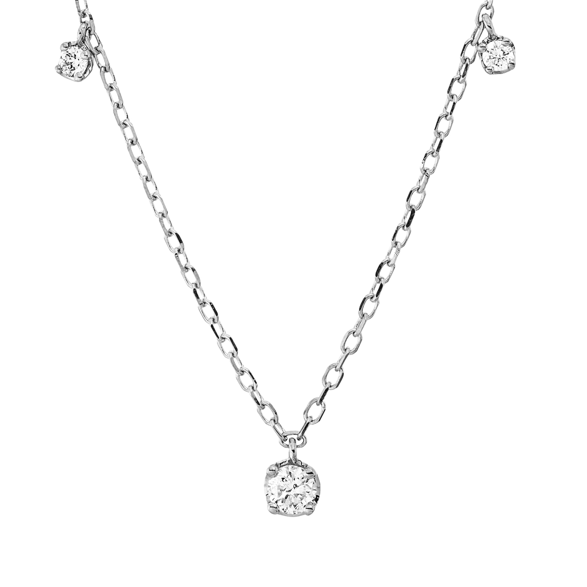 diamond full cut  modern woman necklace in white gold