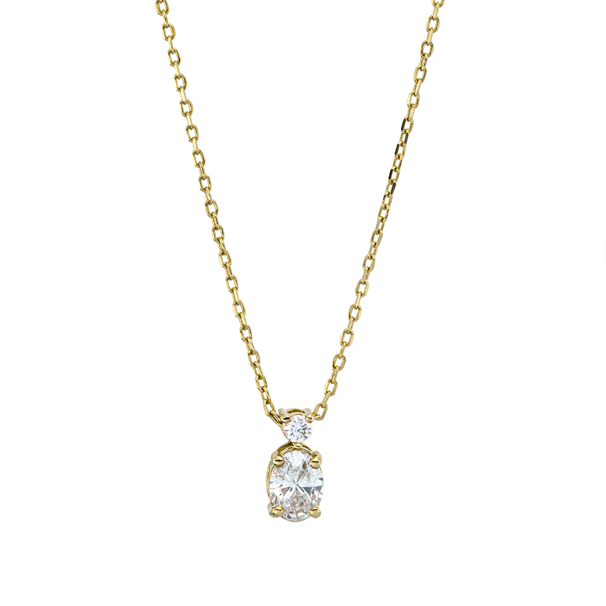 diamond full cut  solitaire with accent stones necklace in yellow gold