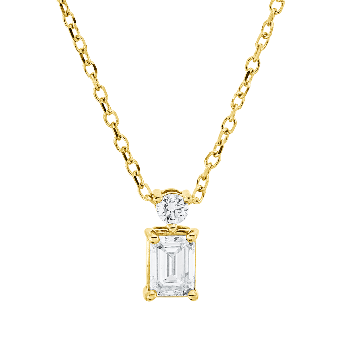 diamond full cut  solitaire with accent stones necklace in yellow gold