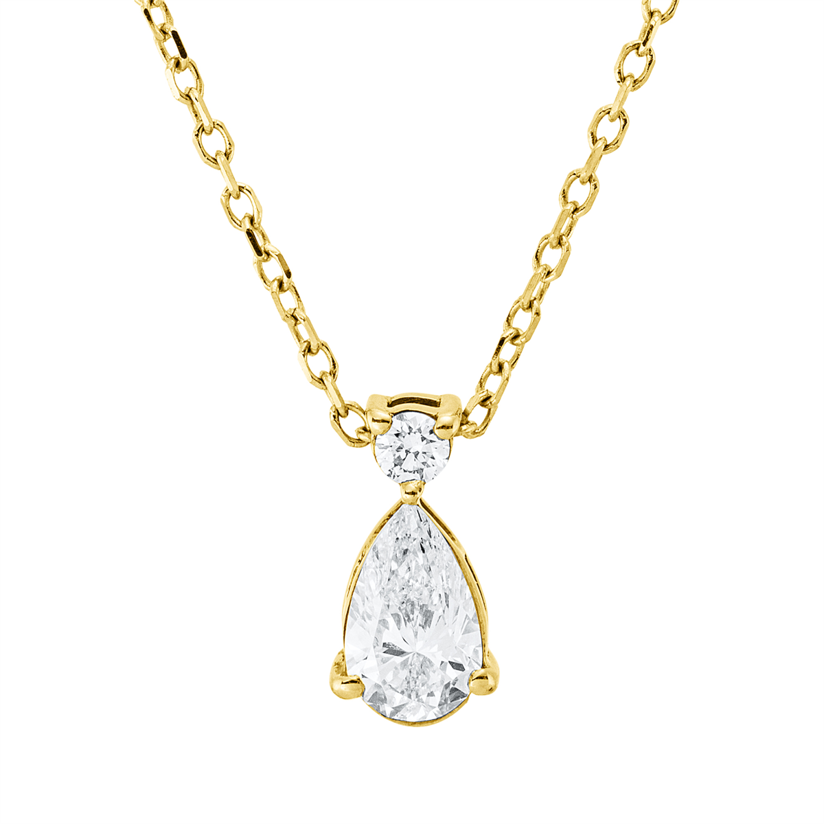 diamond full cut  solitaire with accent stones necklace in yellow gold