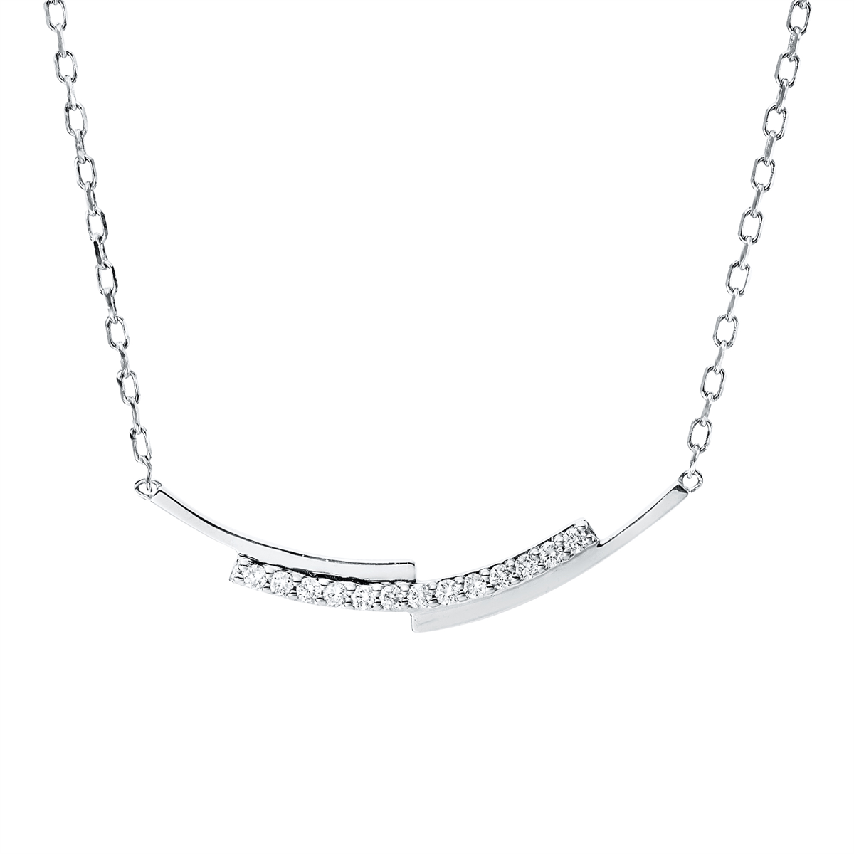 diamond full cut  modern woman necklace in white gold