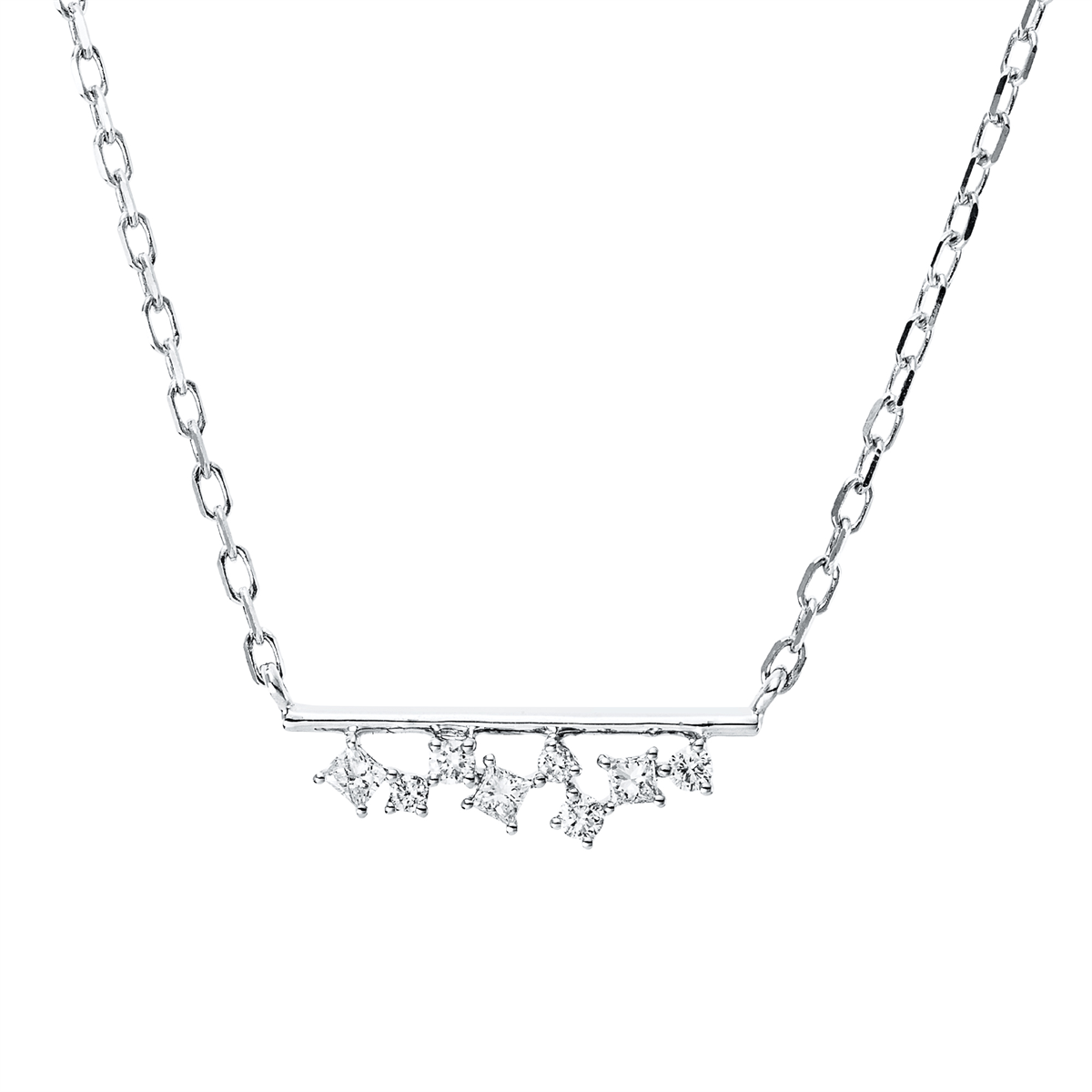 diamond full cut  modern woman necklace in white gold