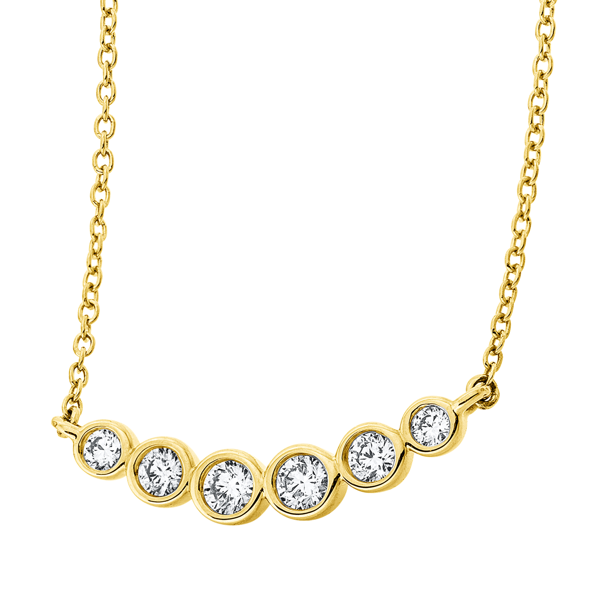 diamond full cut  modern woman necklace in yellow gold