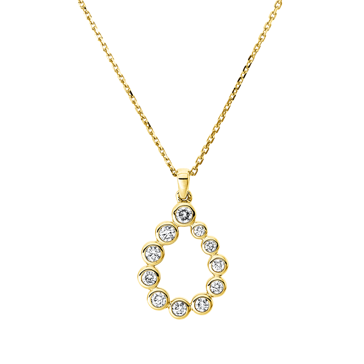 diamond full cut  modern woman necklace in yellow gold