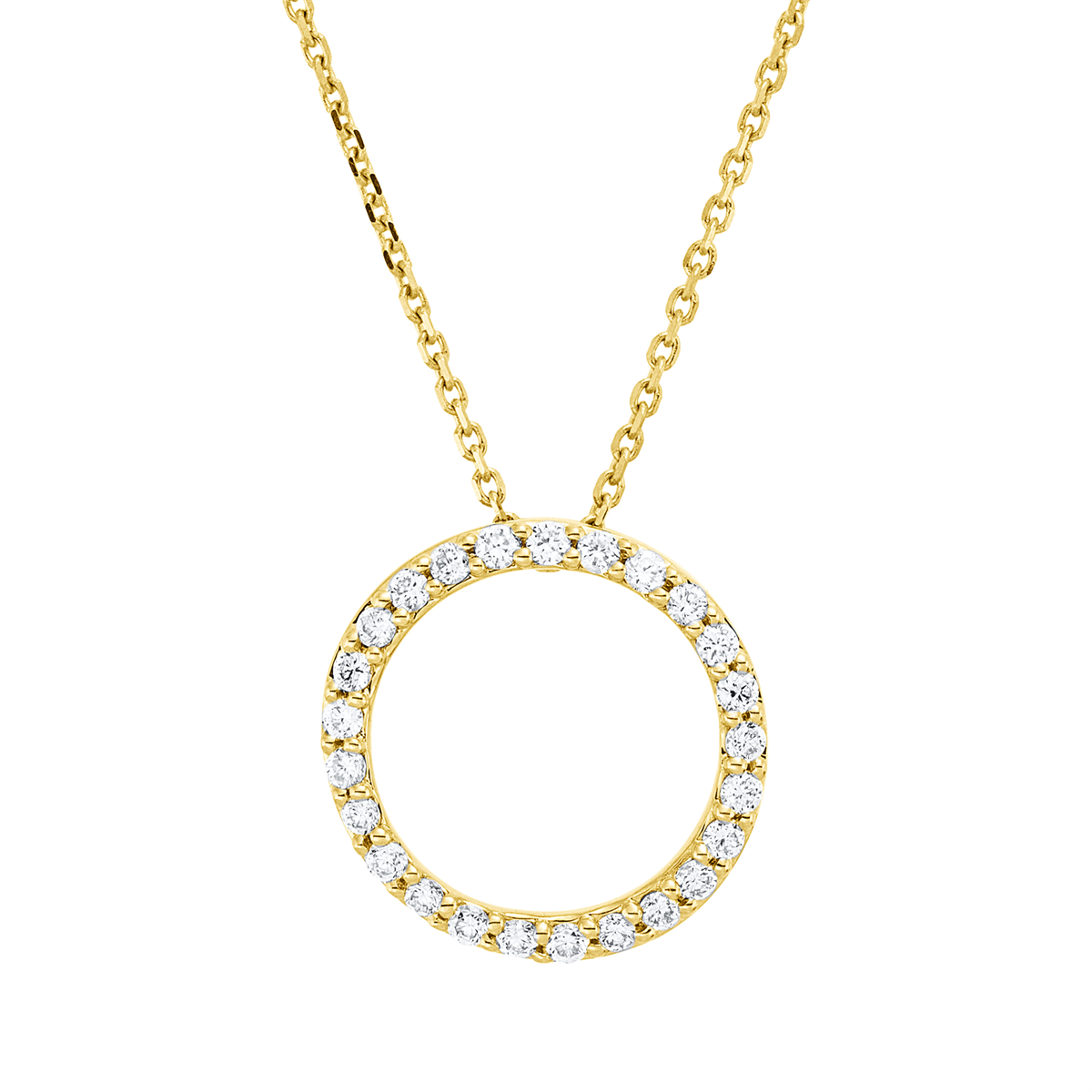 diamond full cut  modern woman necklace in yellow gold