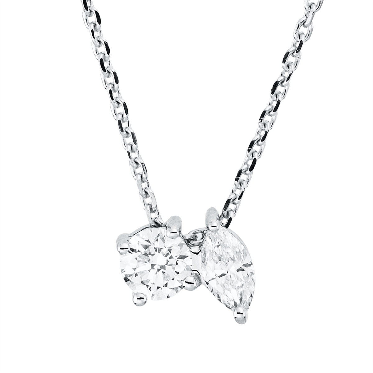 diamond full cut  modern woman necklace in white gold