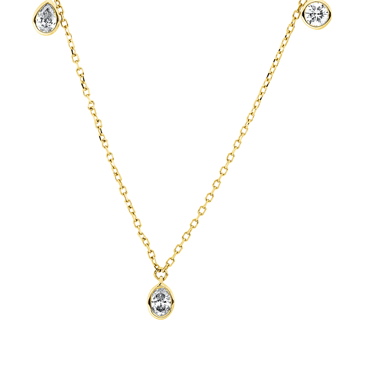diamond full cut  modern woman necklace in yellow gold